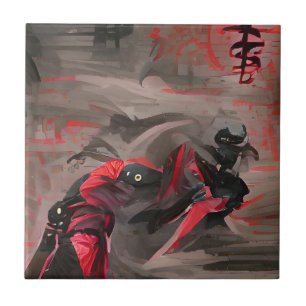 Ninja red death graphic abstract art tile