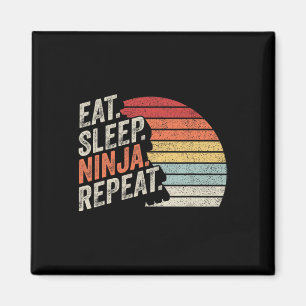 Ninja Retro Vintage Eat Sleep Ninja Karate Repeat Magnet