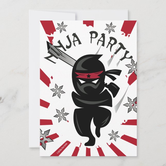 Ninja Samurai Warrior Kids Birthday Party Invites (Back)