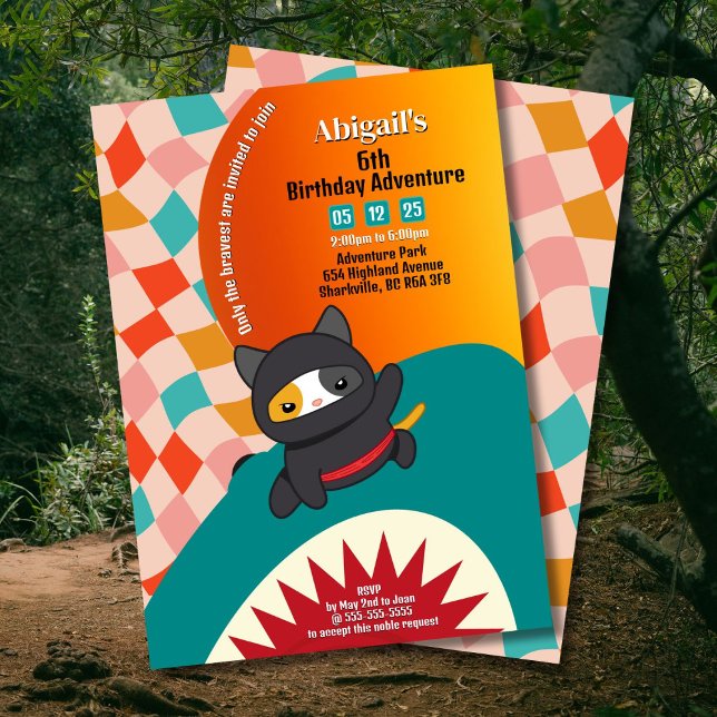 Ninja Shark Adventure Birthday Invitation (Ninjas and sharks are all you need for an adventure filled birthday celebration!)