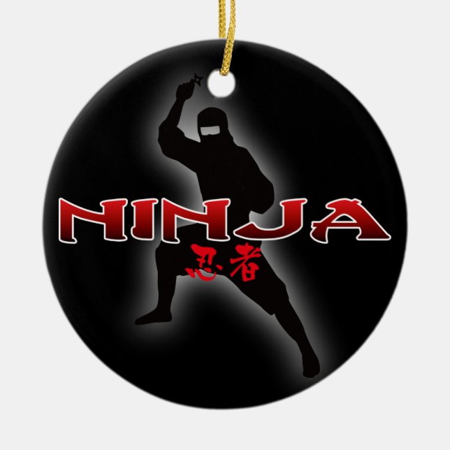 Ninja Silhouette Ceramic Ornament (Front)