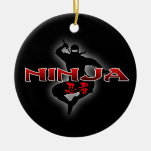 Ninja Silhouette Ceramic Ornament