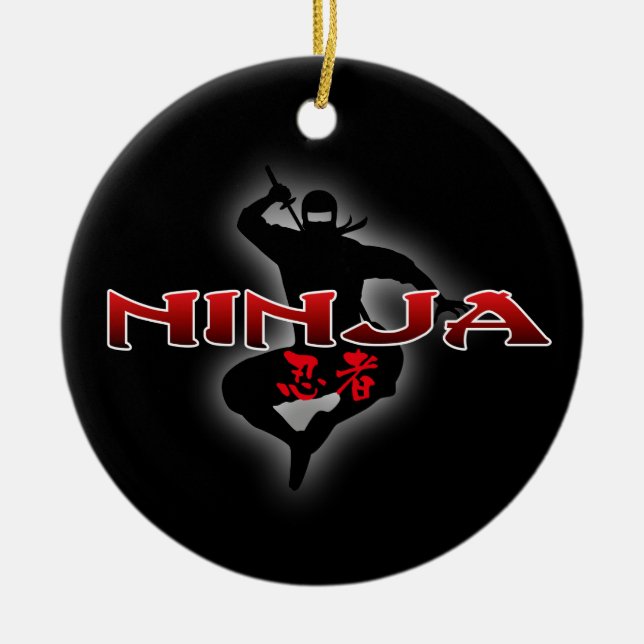 Ninja Silhouette Ceramic Ornament (Front)
