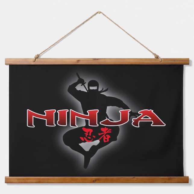 Ninja Silhouette Hanging Tapestry (Front)