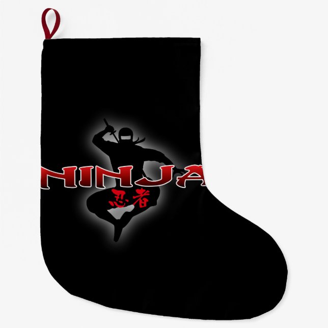 Ninja Silhouette Large Christmas Stocking (Front)