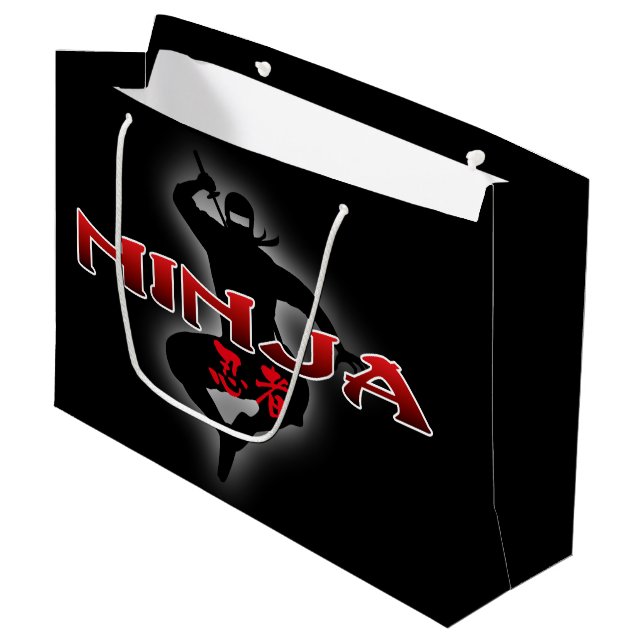 Ninja Silhouette Large Gift Bag (Front Angled)
