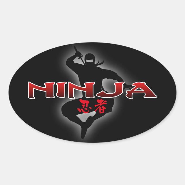 Ninja Silhouette Oval Sticker (Front)