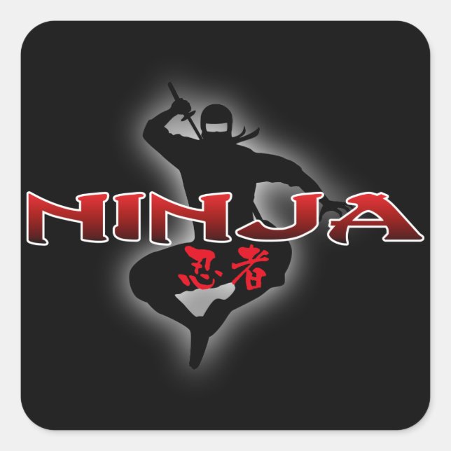 Ninja Silhouette Square Sticker (Front)
