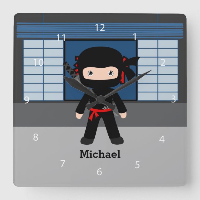 Ninja Square Wall Clock (Front)