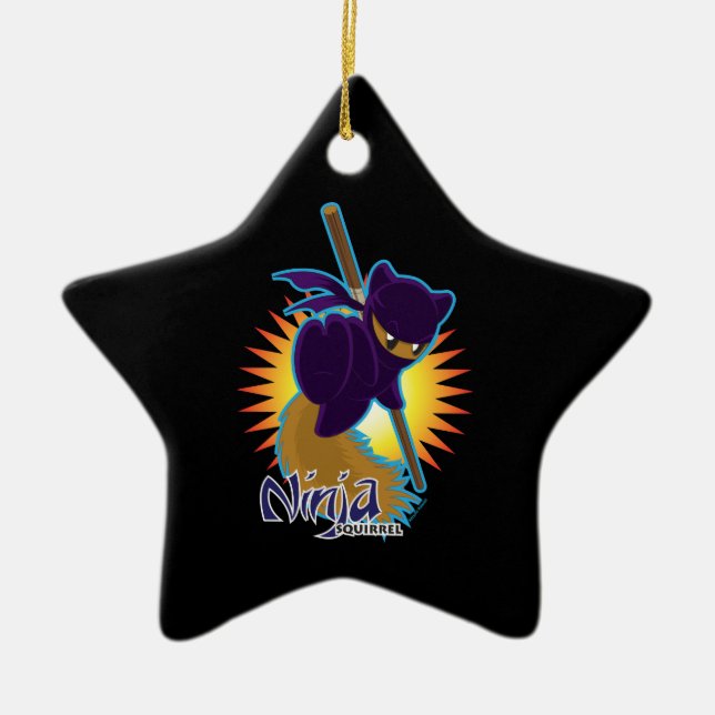 Ninja Squirrel Ceramic Ornament (Front)