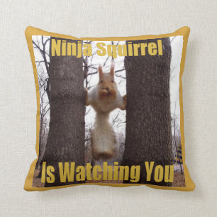 Ninja Squirrel Throw Pillow