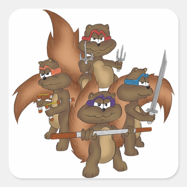 Ninja Squirrels Square Sticker (Front)
