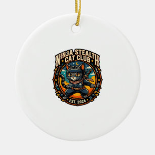 Ninja Stealth Cat Cat Mom Gift Idea - Ninja Stealt Ceramic Ornament