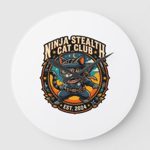 Ninja Stealth Cat Cat Mom Gift Idea - Ninja Stealt Large Clock