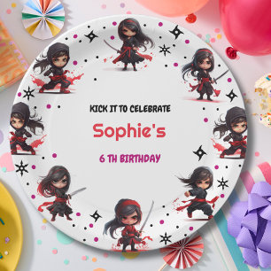Ninja style kids girlish birthday paper plate