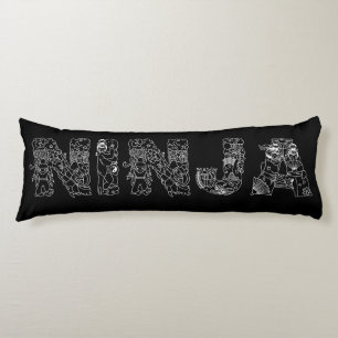 Ninja Superb White Text On Black Body Pillow