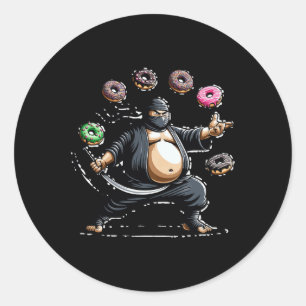 Ninja Sword And Doughnut Shuriken Doughnut Lovers  Classic Round Sticker
