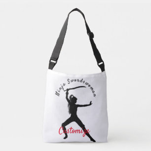 Ninja Swordswoman Silhouette Thunder_Cove Crossbody Bag