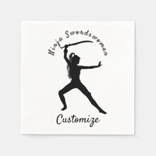Ninja Swordswoman Silhouette Thunder_Cove Napkin
