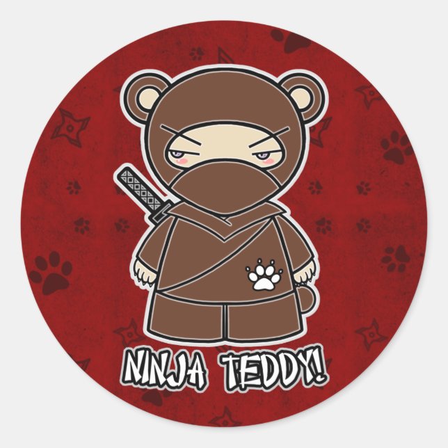 Ninja Teddy! In Red Sticker (Front)