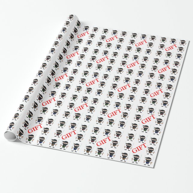 Ninja the Gift Guards Wrapping Paper (Unrolled)