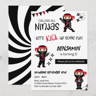 Ninja Theme Birthday Martial Arts Warrior Invitation