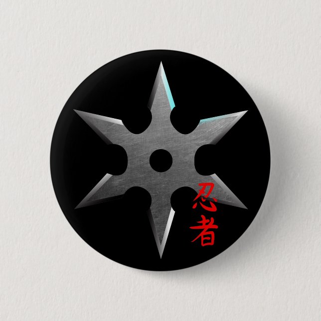Ninja Throwing Star 2 Inch Round Button (Front)