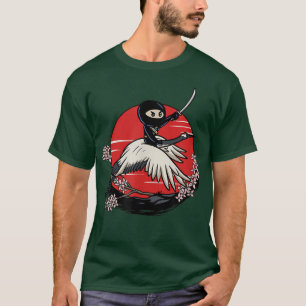 Ninja Tomo Riding Crane Japanese Fantasy Anime  T-Shirt