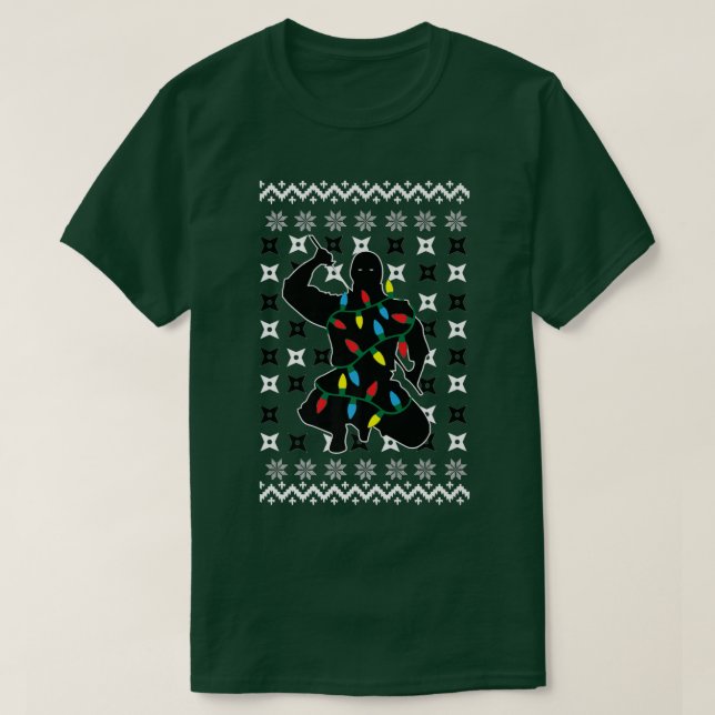 Ninja Ugly Christmas Sweater Design with Christmas (Design Front)