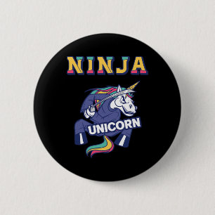 Ninja Unicorn Karate Unicorn Kickboxing Martial Ar 2 Inch Round Button