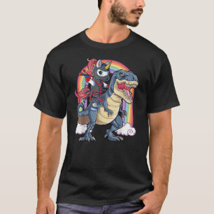 Ninja Unicorn Riding Dinosaur T rex Funny Men Wome T-Shirt