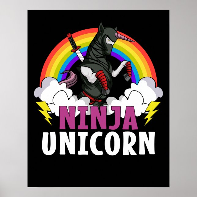 Ninja Unicorn Samurai Magical Rainbow Martial Arts Poster (Front)