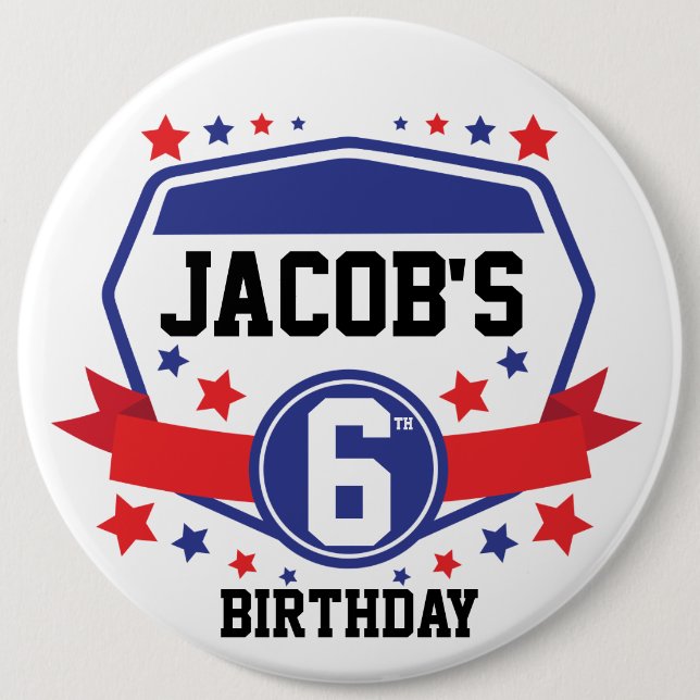 Ninja Warrior Birthday 6 Inch Round Button (Front)