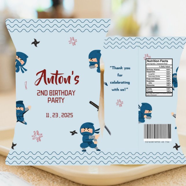 Ninja Warrior Birthday Favour Chip Bag Wrapper (Creator Uploaded)