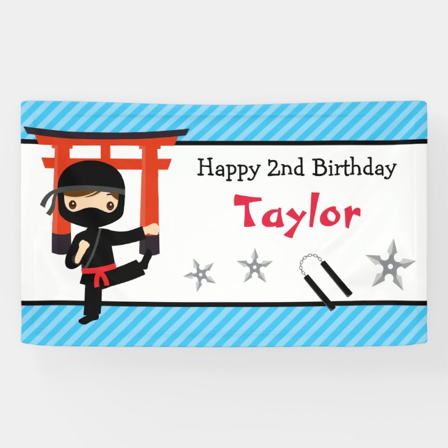 Ninja Warrior Birthday Party Banner Backdrop (Horizontal)