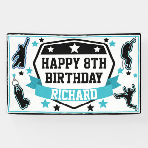 Ninja Warrior Boys Birthday Party Black & Teal Banner