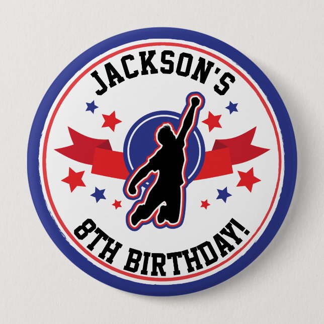Ninja Warrior Boys Birthday Party Name 4 Inch Round Button (Front)