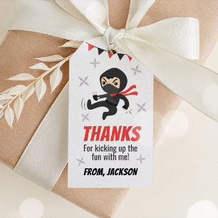 Ninja Warrior Favour Tags Boy Red and Black