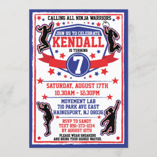 Ninja Warrior Girls Birthday Party Invitation