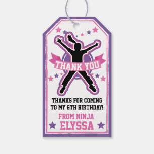 Ninja Warrior Girls Pink & Purple Birthday Party Gift Tags