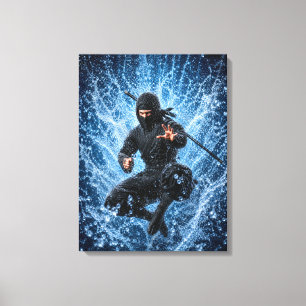 Ninja Warrior in Water Japanese Wall Art