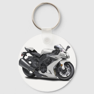 Ninja White Bike Keychain