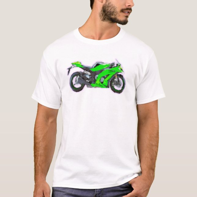 Ninja ZX 10R Hand Painted Art Brush Template T-Shirt (Front)