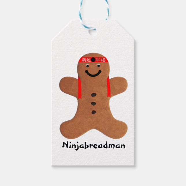 Ninjabreadman biscuit (cookie) gift tags (Front)