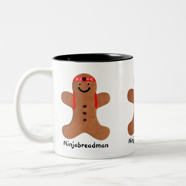 Ninjabreadman biscuit (cookie) Two-Tone coffee mug (Left)