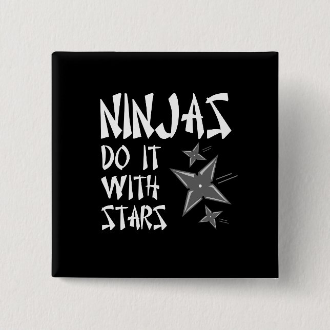 Ninjas Do It With Stars 2 Inch Square Button (Front)