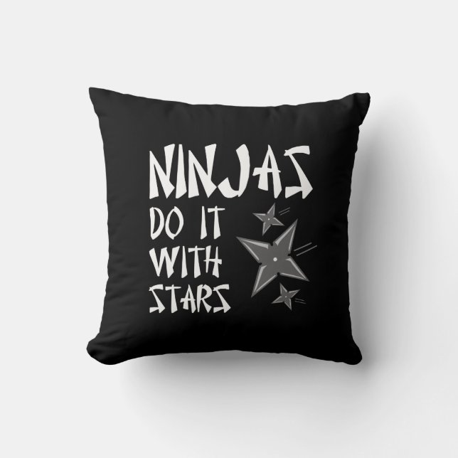 Ninjas Do It With Stars Throw Pillow (Front)