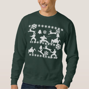 Ninjas & reindeer fighting ugly Christmas sweat 2 Sweatshirt