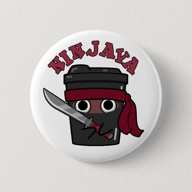 Ninjava Funny Ninja Java Coffee Pun  2 Inch Round Button (Front)