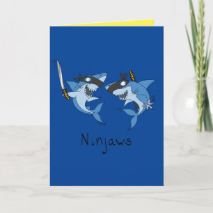 Ninjaws Ninja Sharks Carte de voeux amusante
